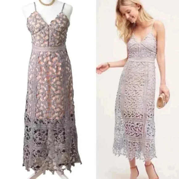 737 NWT Anthropologie Elliatt Tingle Dress Size Medium Color Nude Blue - Picture 1 of 7